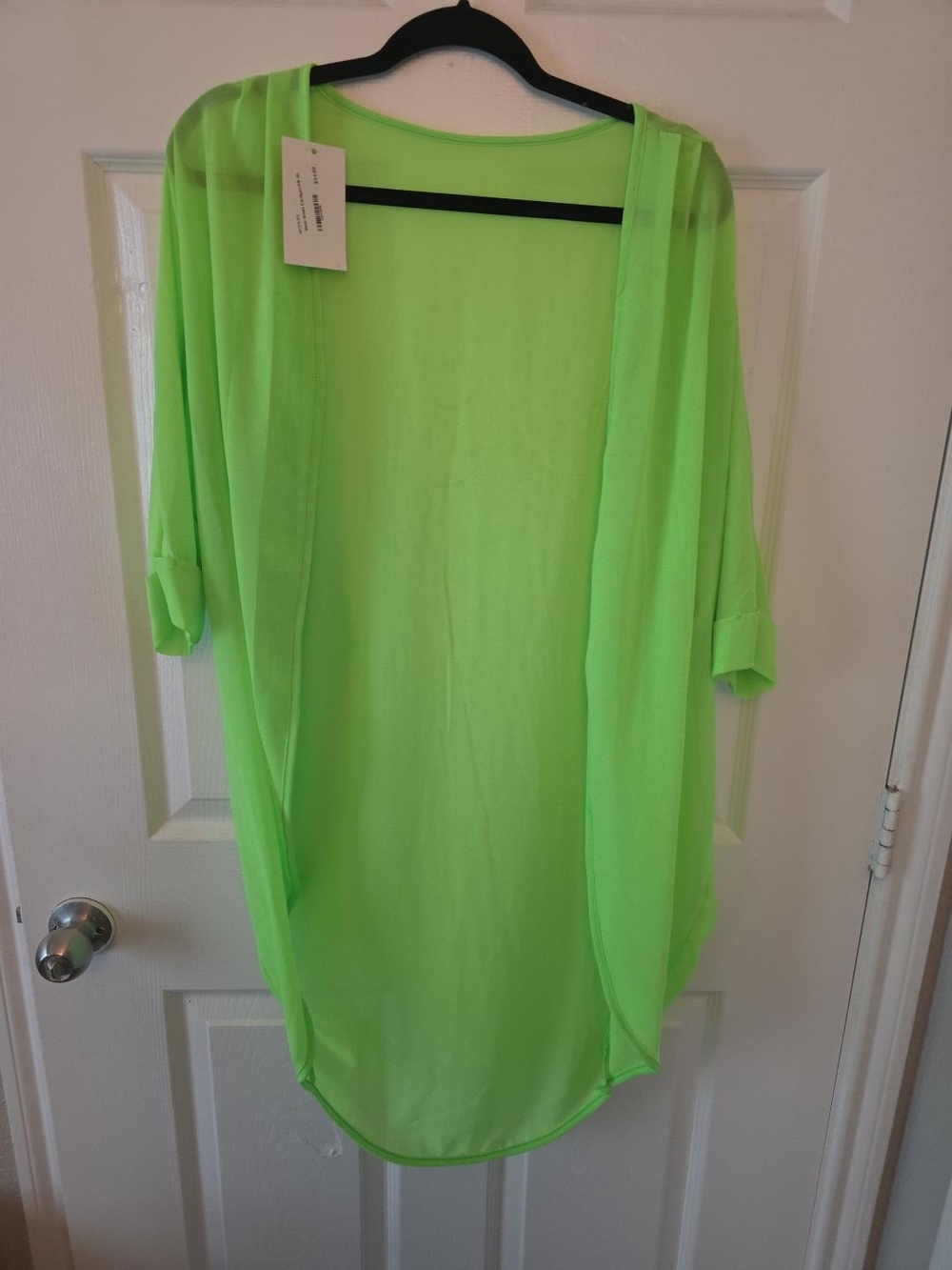 Lightweight Neon Green Women’s Swim Cover-Up - Sheer Open Front